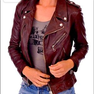 Leather Scan brown XXL lambskin Moto jacket
